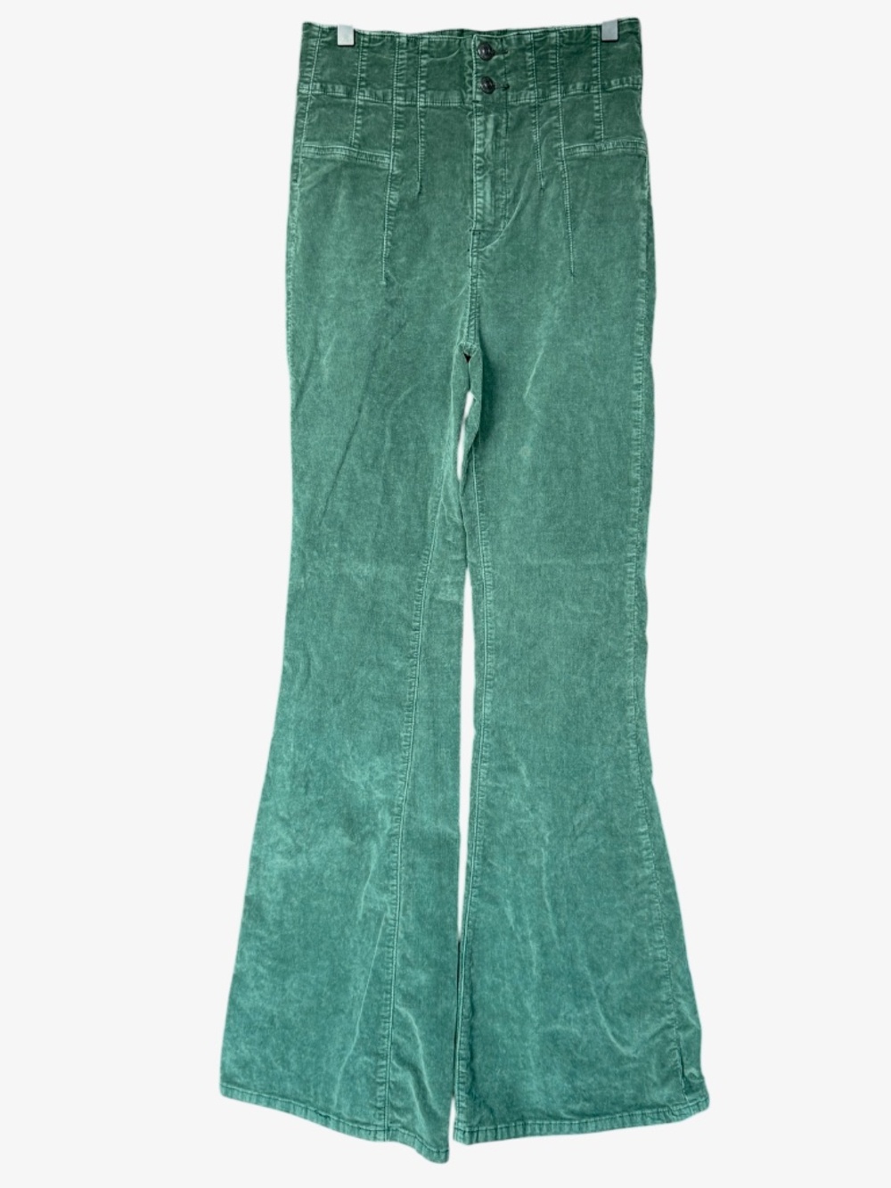 Free People We The Free Jayde Cord Green Flare Pants Sz 28 - Picture 3 of 10